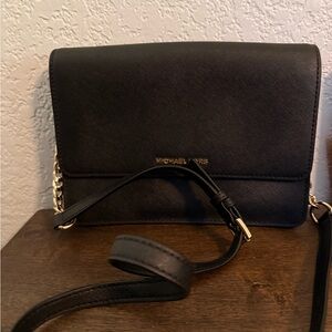 Michael Kors Black Crossbody Bag with Gold Hardware